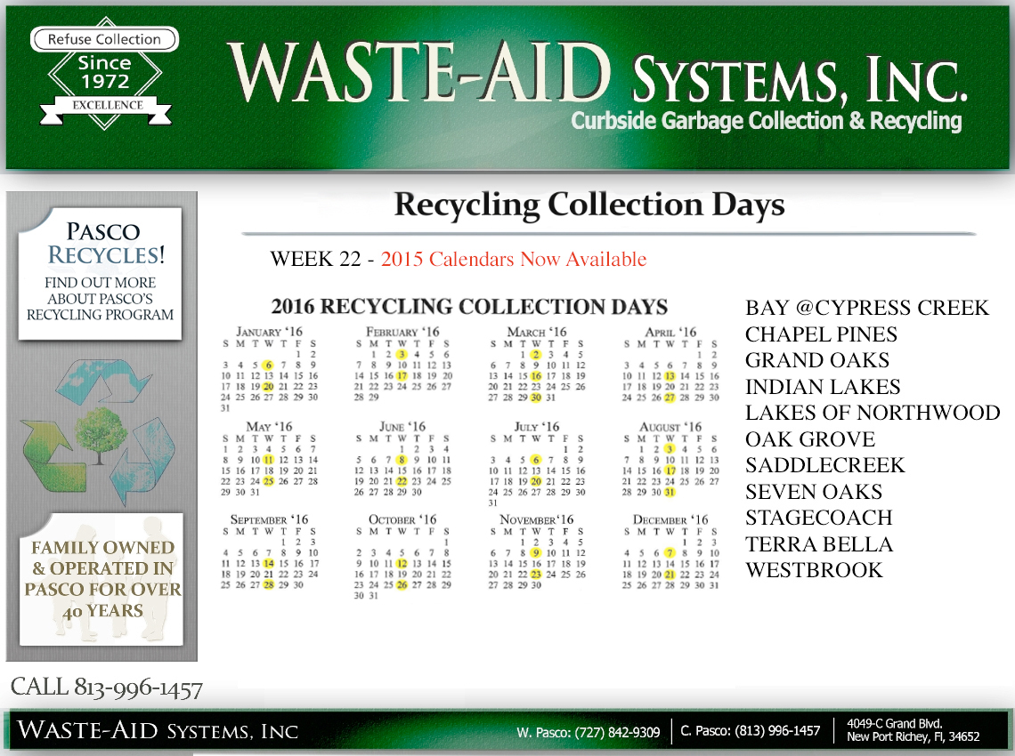 Recycle Calendar Week 22